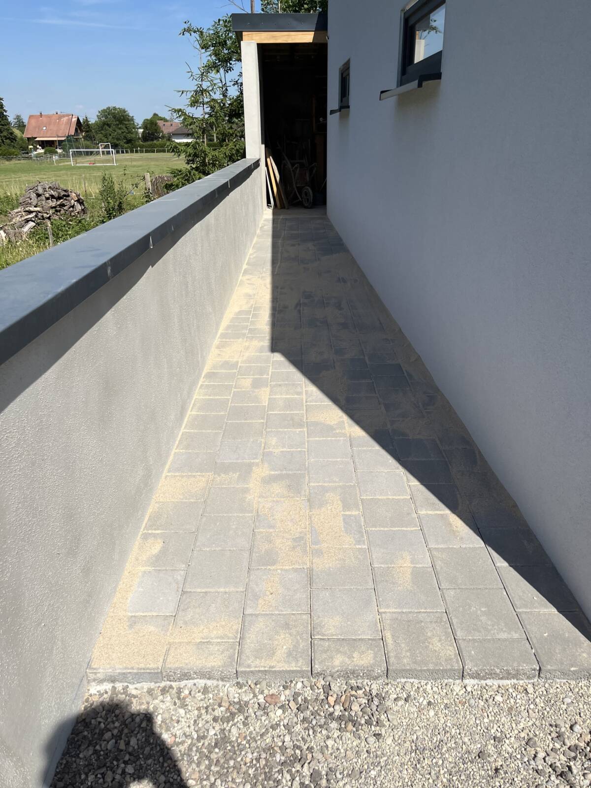 Chantier goxwiller Terrassement / bordure / assainissement / macadam / enrobé / fil pavés Obernai 1