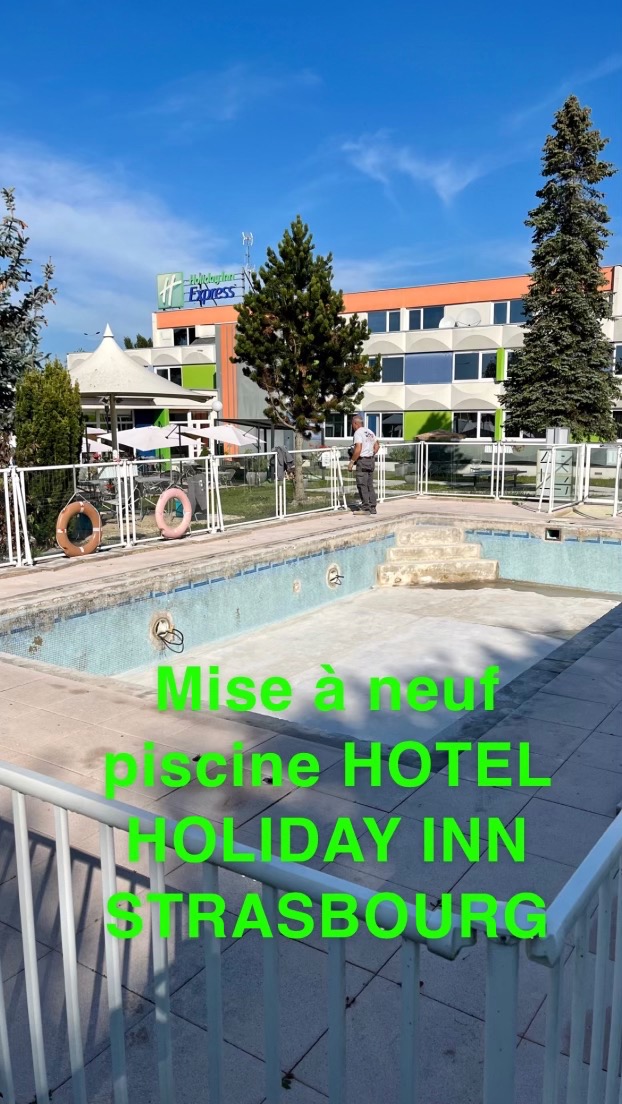 Reprise dalle et margelle piscine / terrassement / depose pose dalle dans un h&ocirc;tel &agrave; Illkirch Lingolsheim