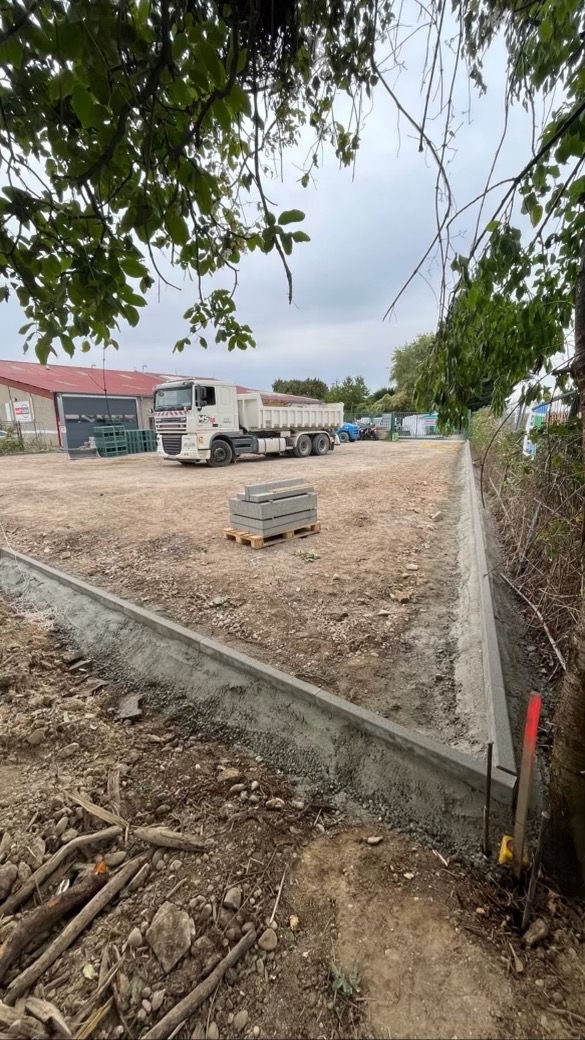 Terrassement / bordure / dalle / macadam / enrobé / fil pavés / siphon bj / module d&#8217;infiltration / cagette / bac de rétention / beton à Ittenheim Erstein 2